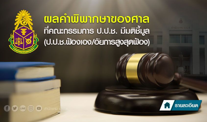 ผลคำพิพากษาของศาลที่คณะกรรมการ ป.ป.ช. มีมติชี้มูล (ป.ป.ช. ฟ้องเอง/อัยการสูงสุดฟ้อง)